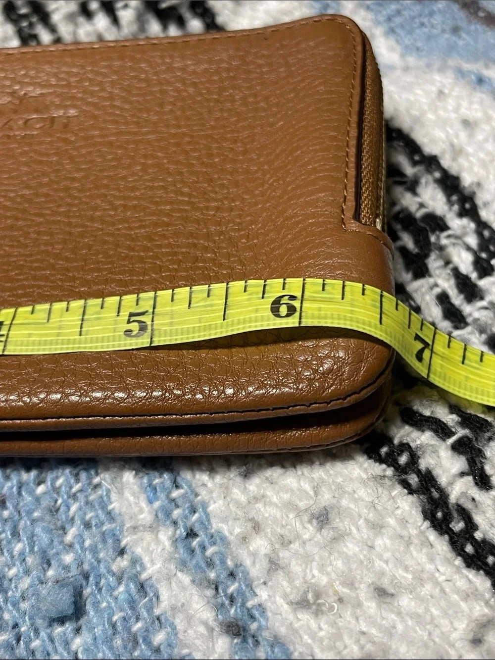 Coach Pebbled Leather Double Zip Wristlet in Chestnut Brown